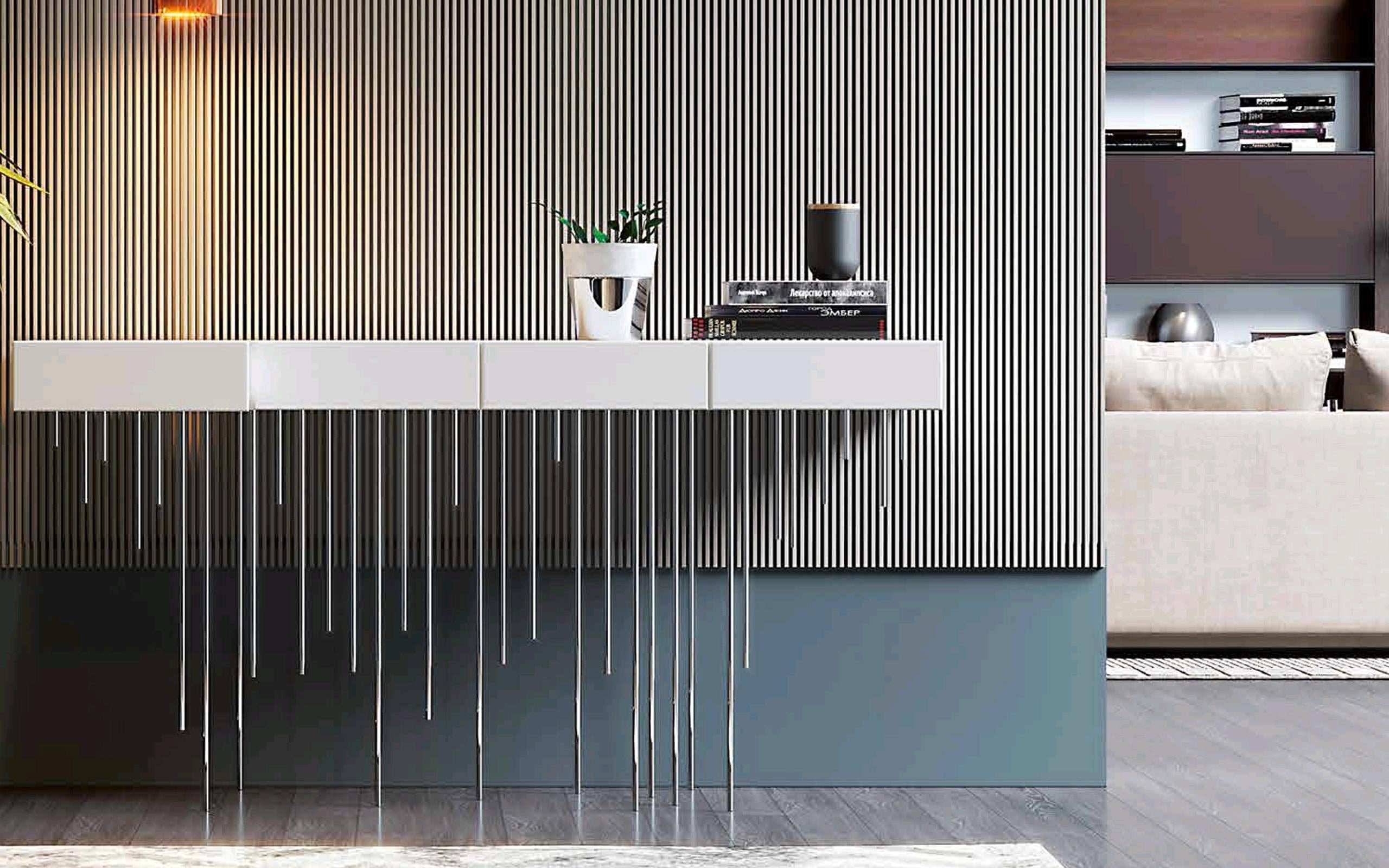 Noir Blanc Or Design/One sans tache  Acier  Table console en vente 1