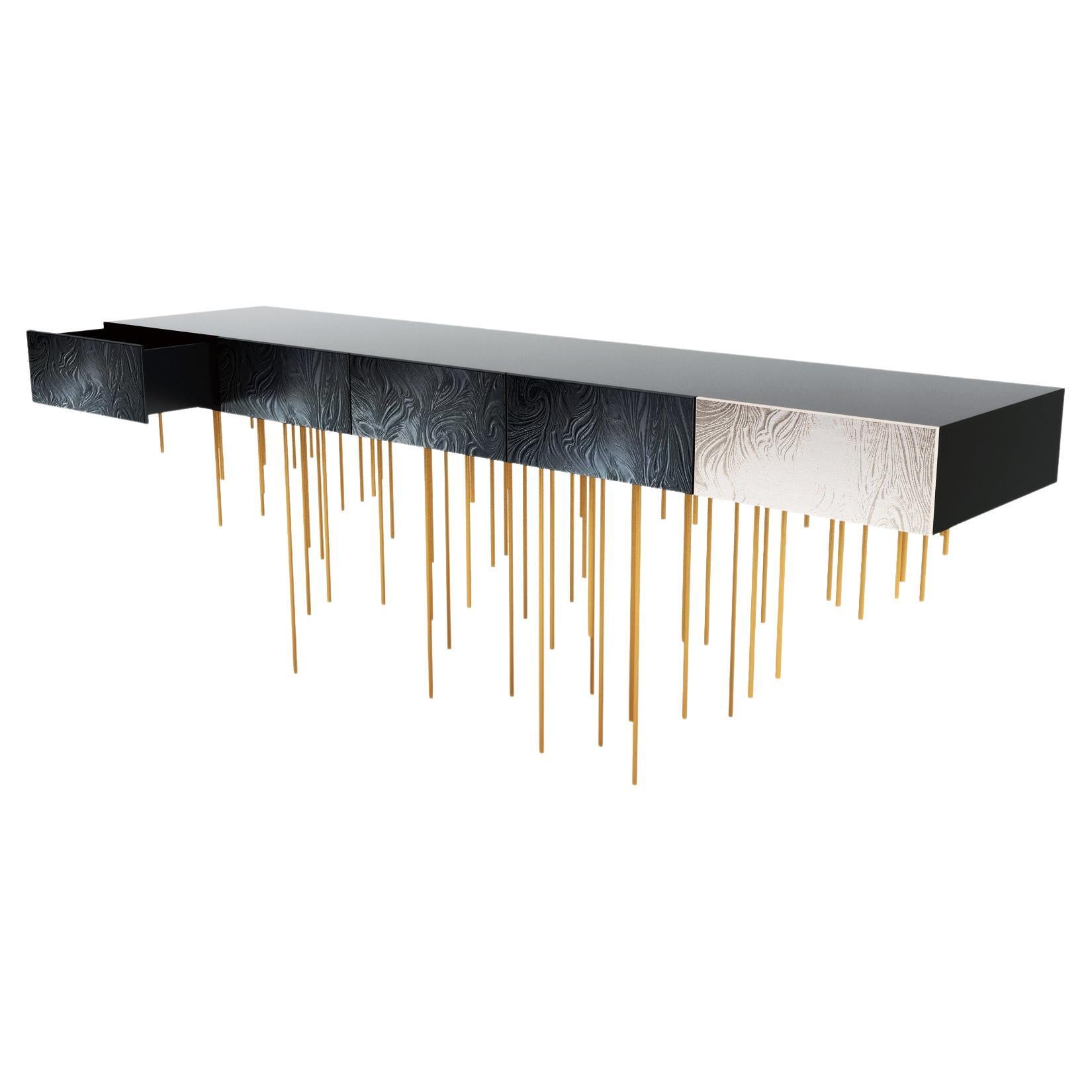 Schwarz Weiß Gold Designer Fleckenlos  Stahl  Konsolentisch
