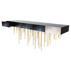 Schwarz Weiß Gold Designer Fleckenlos  Stahl  Konsolentisch