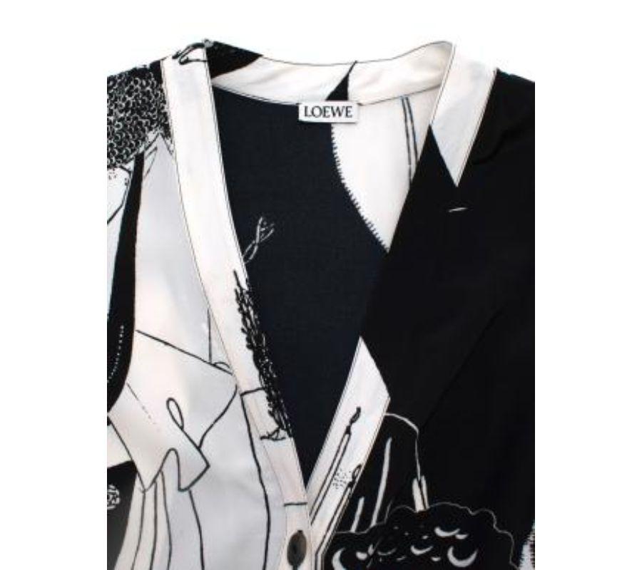 Loewe Black & White Graphic Print Crepe Dress - s 3