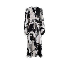 Loewe Black & White Graphic Print Crepe Dress - s