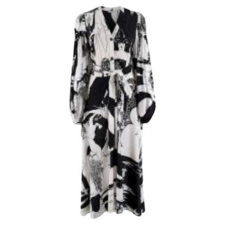 Loewe Black & White Graphic Print Crepe Dress - s