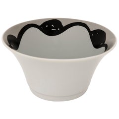 Black White Gray French Limoges Porcelain Deep Bowl, Exclusive Edition
