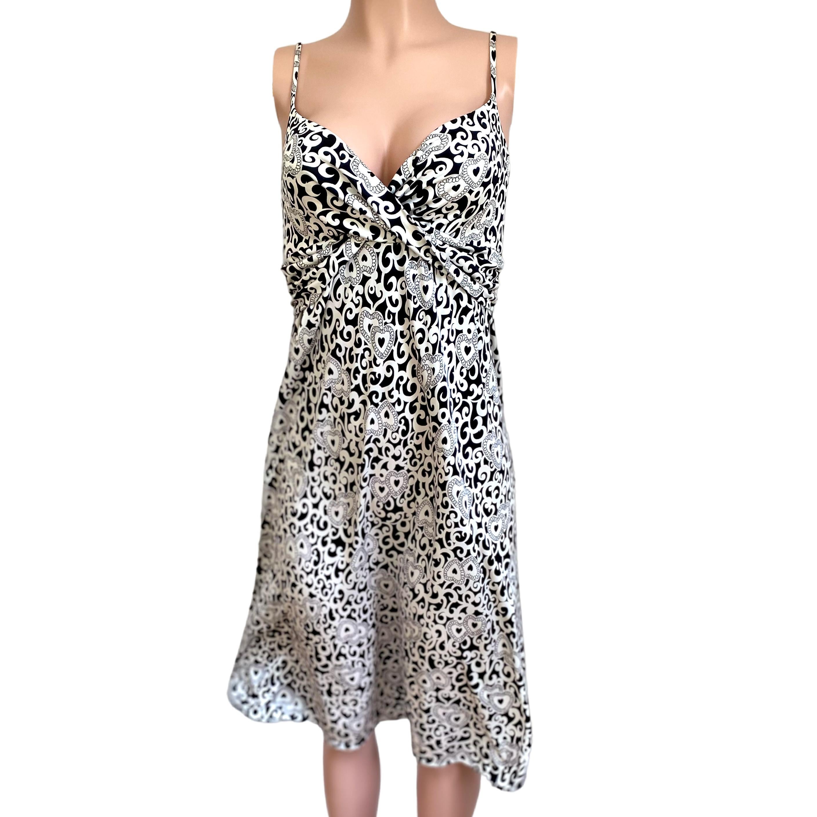 Gray Sweetheart print Silk Jersey Slip Dress Flora Kung NWT For Sale
