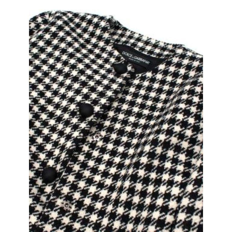 Acacia Classic Houndstooth Fur Collar White Black Jacket Skirt Two Piece Set