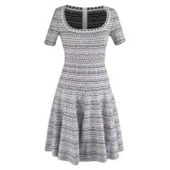 Black & white intarsia stretch-knit skater dress