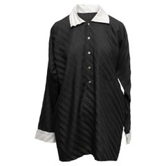 Black & White Issey Miyake Pleated Long Sleeve Top Size US M/L