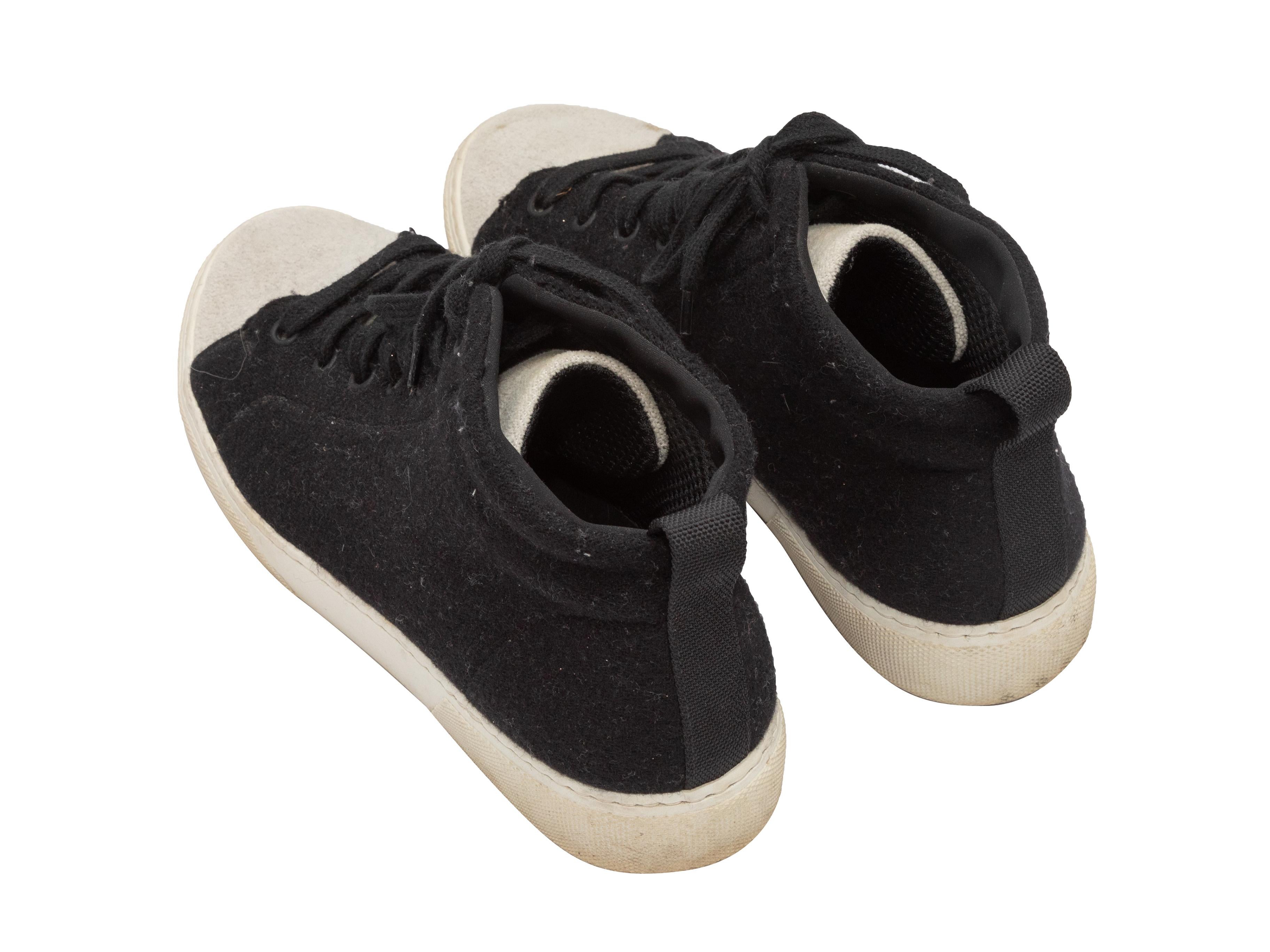 Black & White James Perse Wool High-Top Sneakers In Excellent Condition For Sale In New York, NY