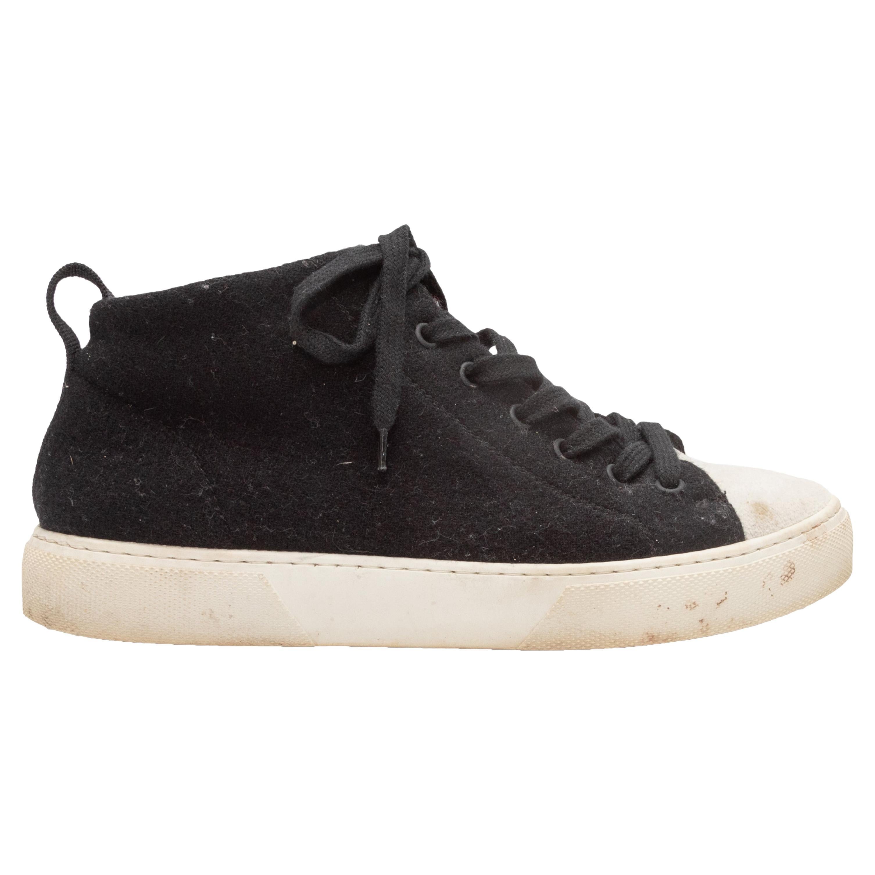 Black & White James Perse Wool High-Top Sneakers For Sale
