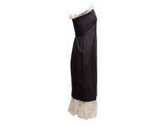 Black & White Khaite Ruffle-Trimmed Strapless Dress Size US 2
