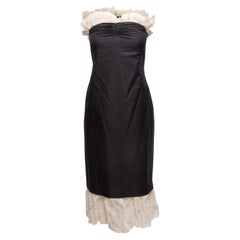 Black & White Khaite Ruffle-Trimmed Strapless Dress Size US 2