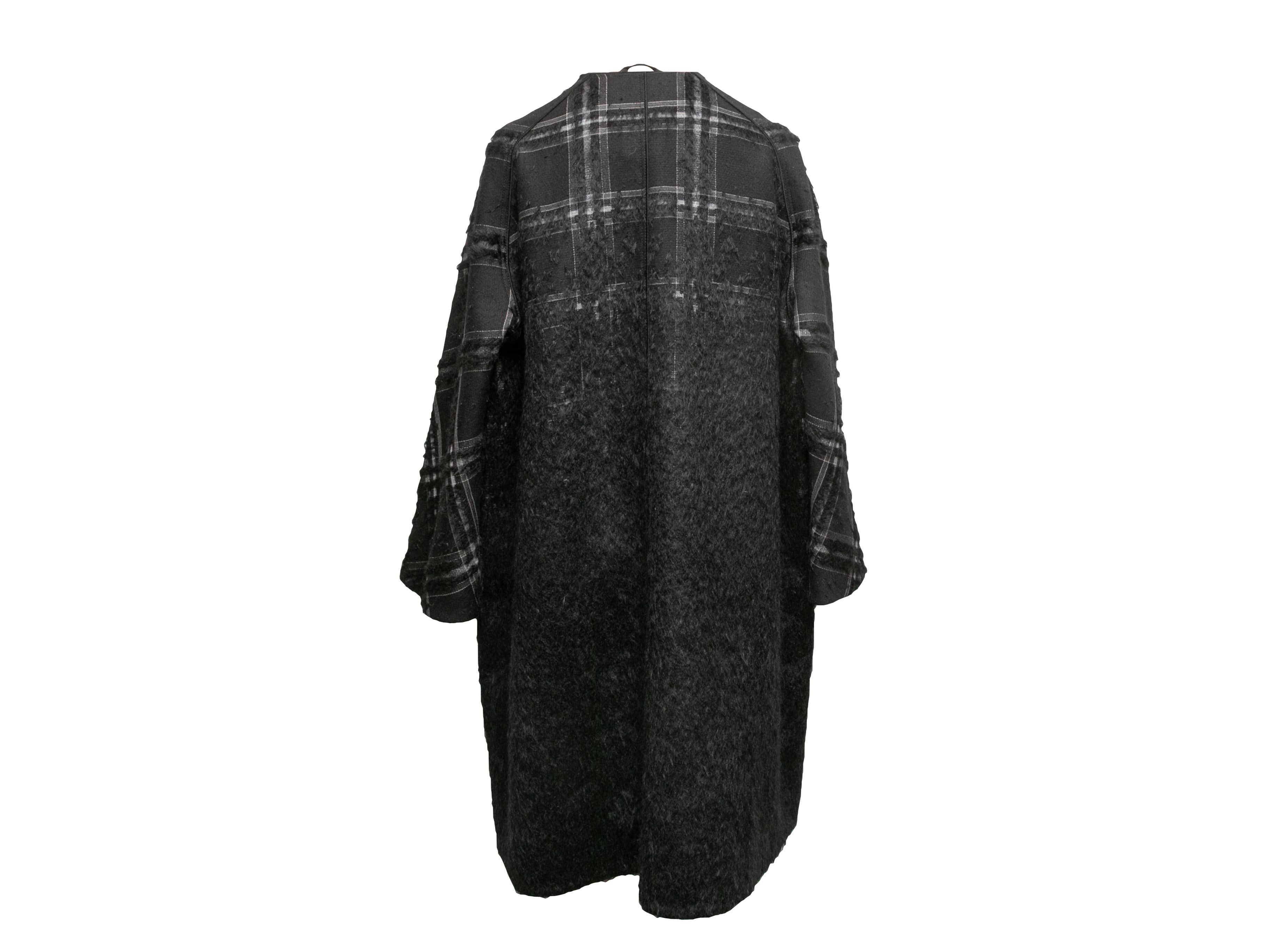 Schwarzer & weißer Lafayette 148 karierter Wollmantel Größe US M Damen im Angebot