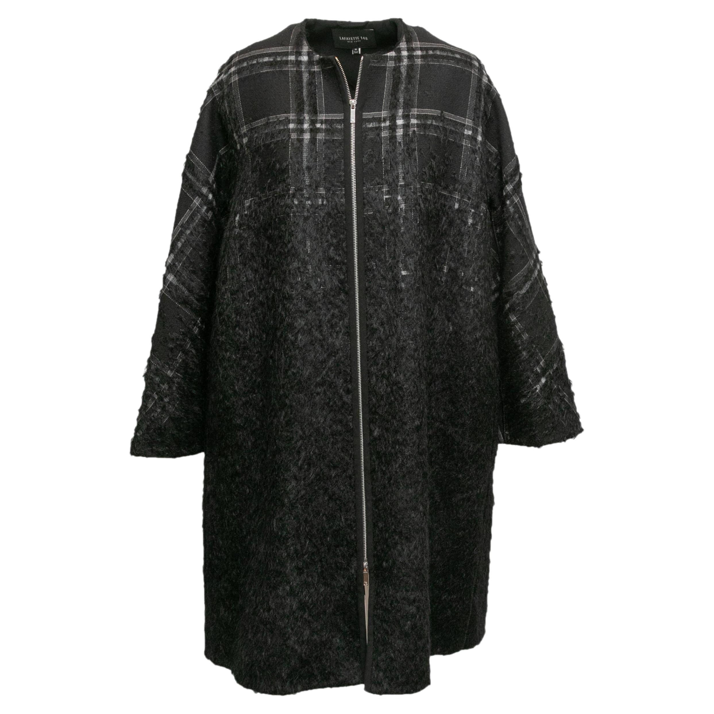 Cappotto in lana a quadri Lafayette 148 bianco e nero taglia M.