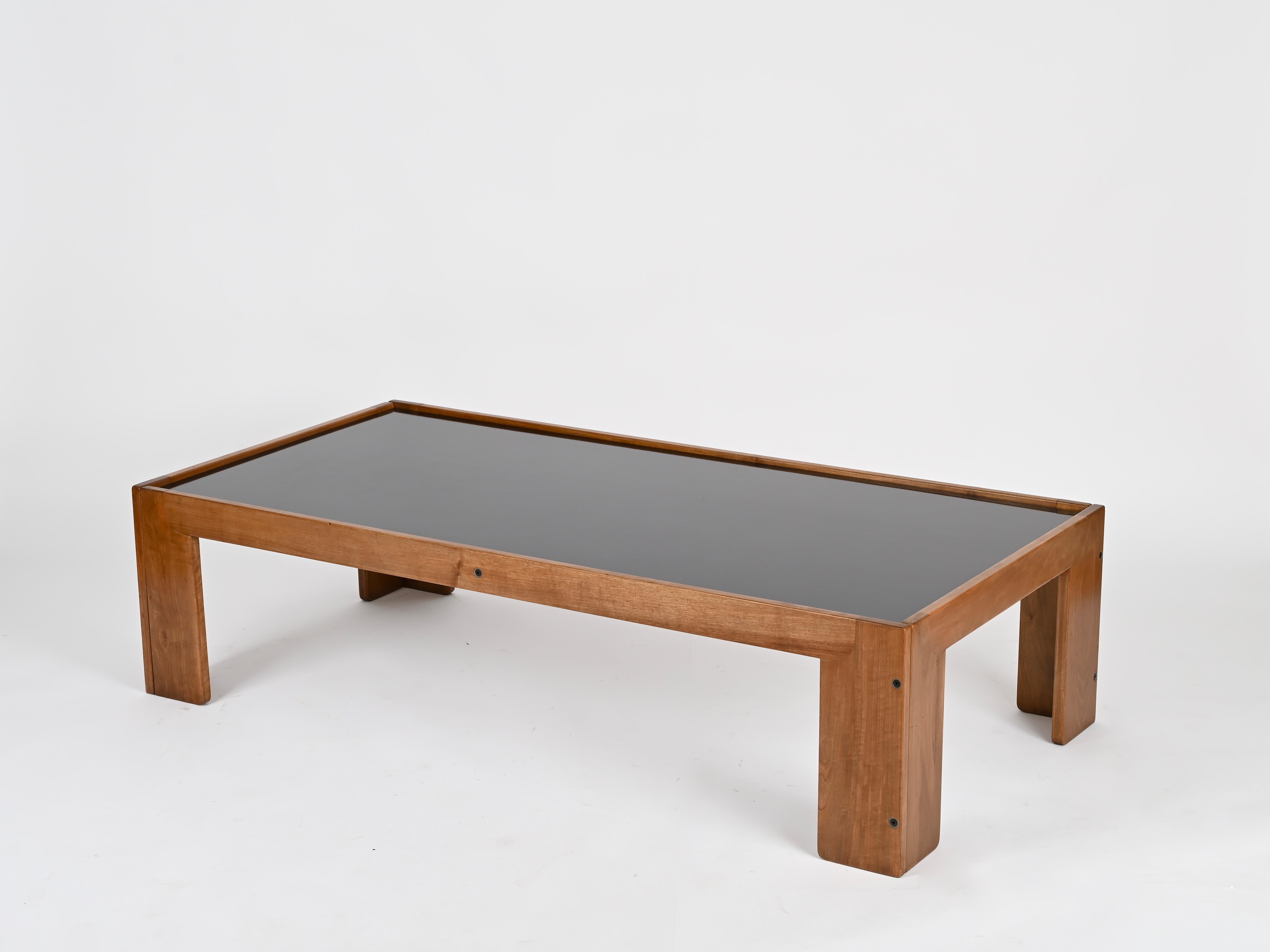 Mid-Century Modern Black & White Large Coffee Table by Afra and Tobia Scarpa for Cassina, Italy 60s For Sale