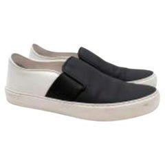 Black & White Leather Slip-On Sneakers