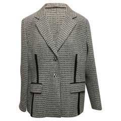 Black & White Louis Feraud Virgin Wool Patterned Blazer Size FR 46