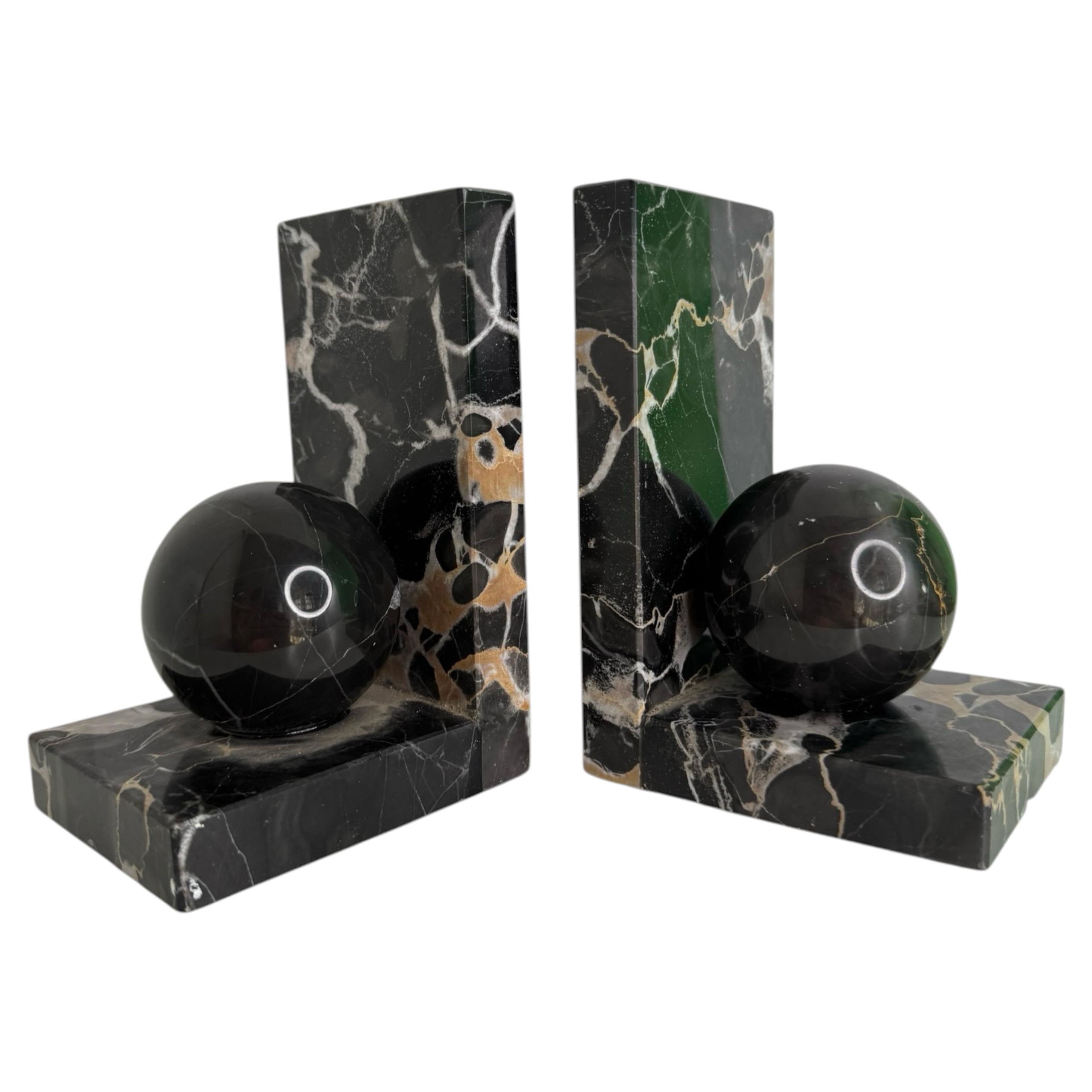 Black & White Marble Bookends Vintage German 1960s