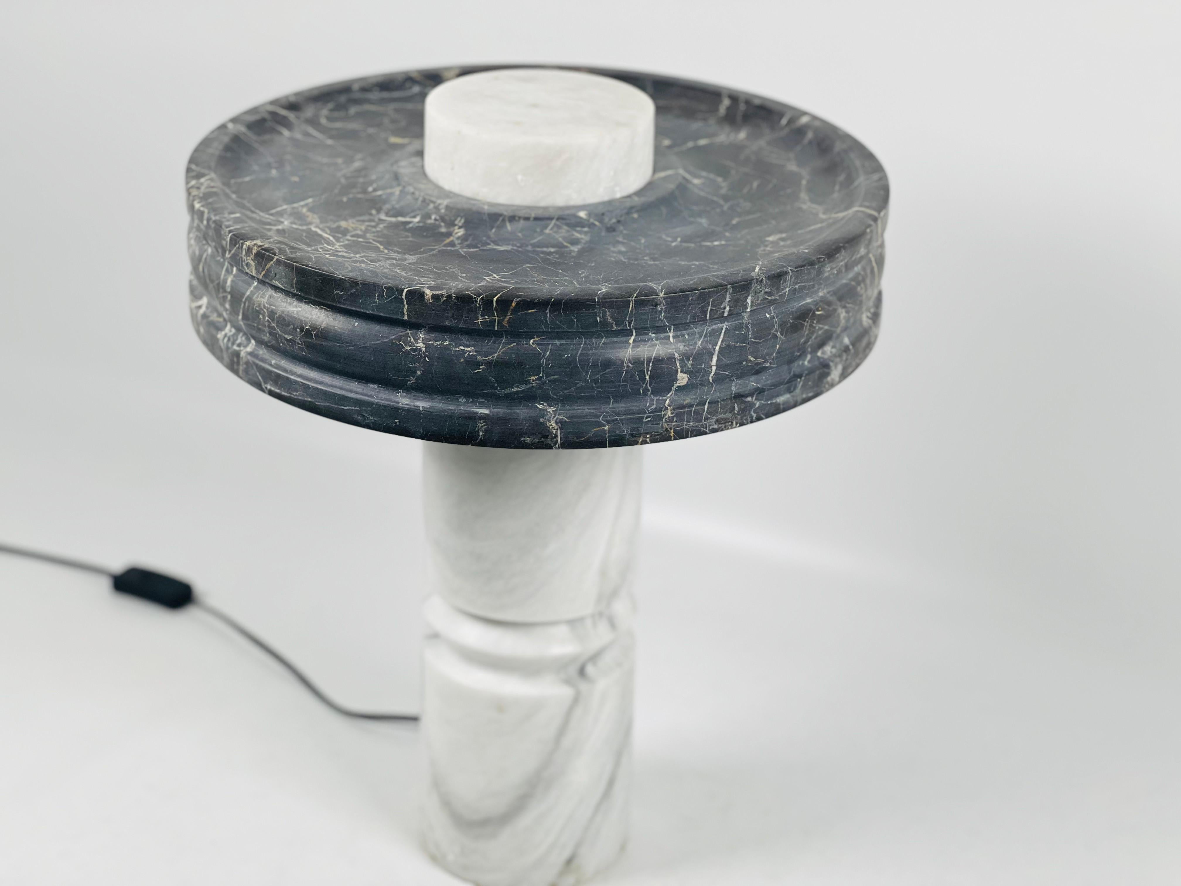Black & White Marble Halo Table Lamp For Sale 3