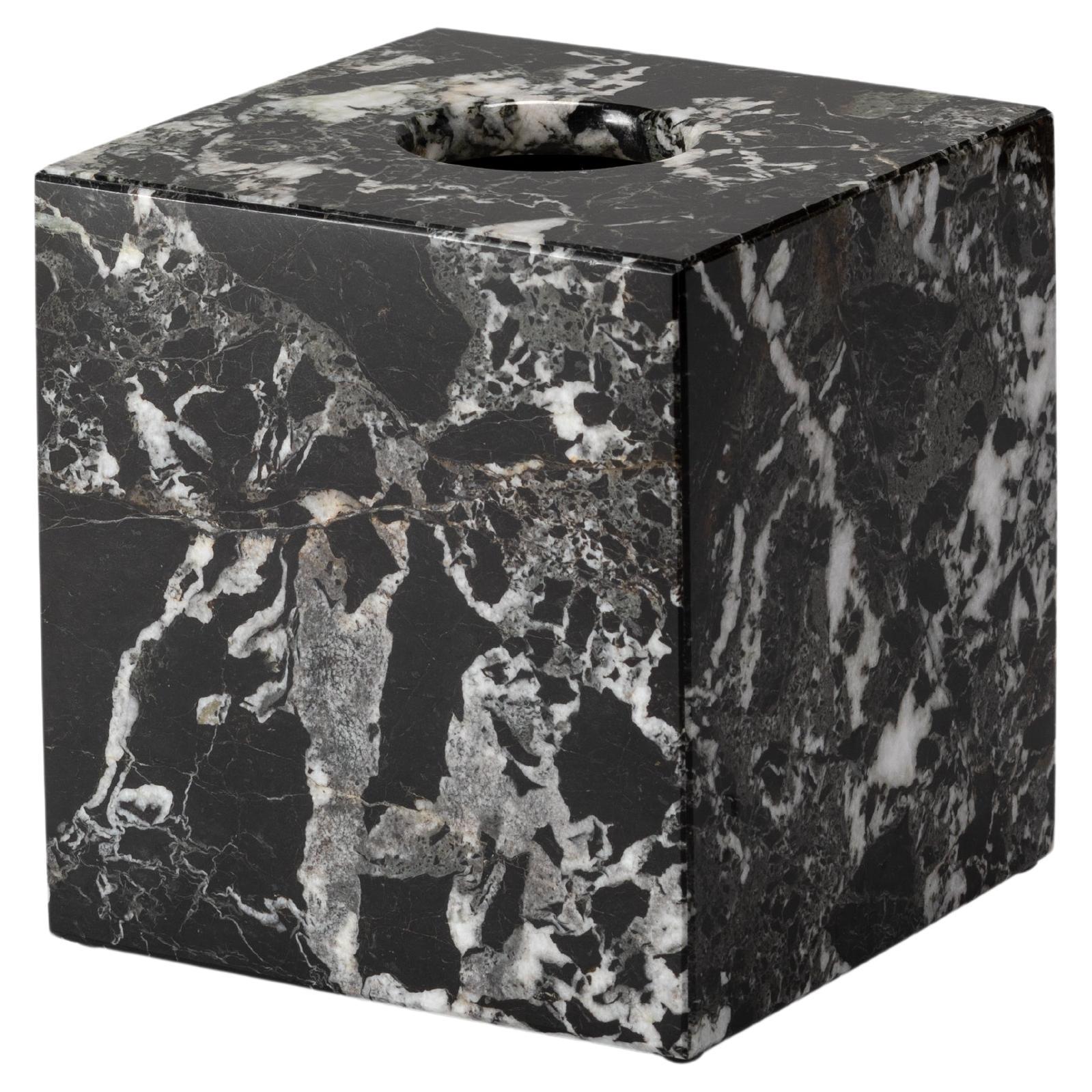 Black & White Marble Square Tissue Box For Sale