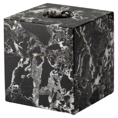 Caja de pañuelos cuadrada de mármol blanco y negro