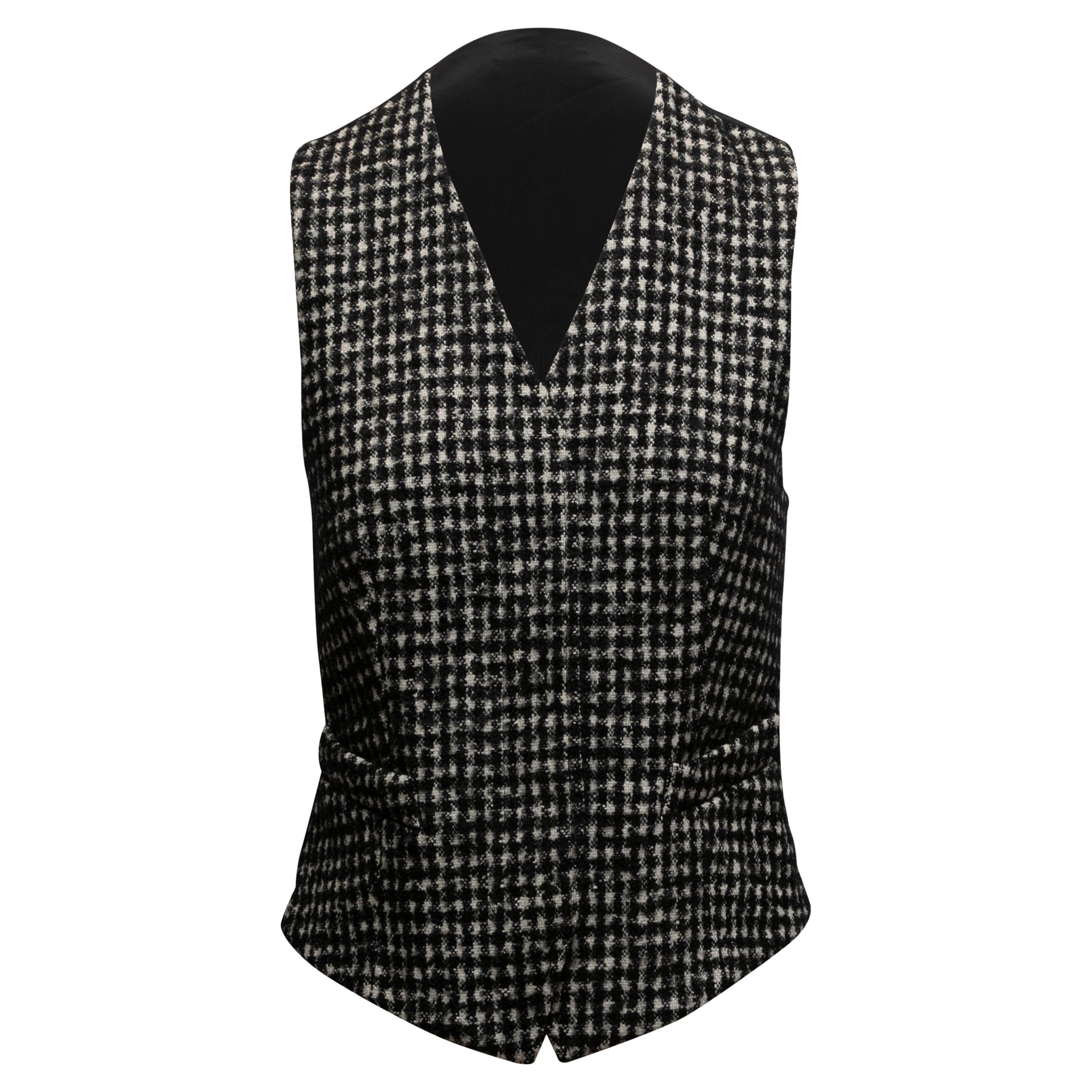 Gilet Max Mara in pied-de-poule di lana vergine in bianco e nero taglia IT 38 in vendita