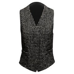 Black & White Max Mara Virgin Wool-Blend Houndstooth Vest Size IT 38