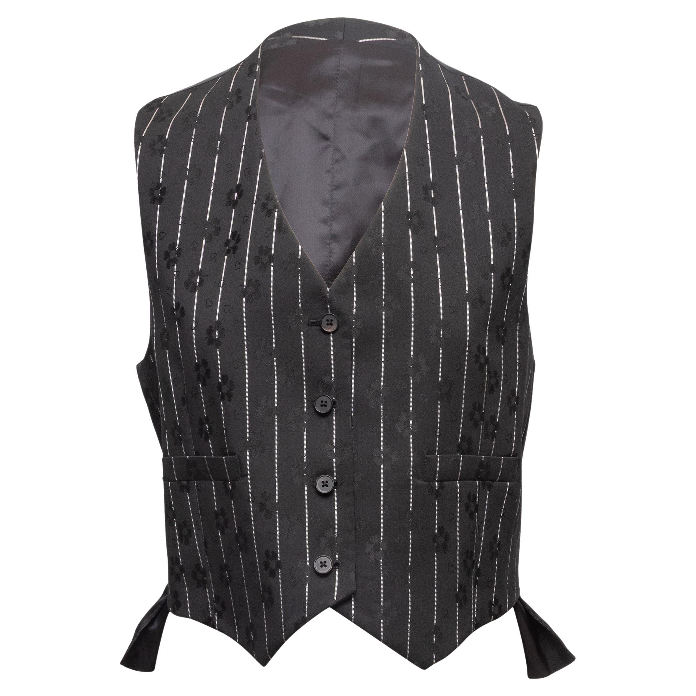 Black & White McQ Alexander McQueen Pinstriped Waistcoat Vest Size IT 42