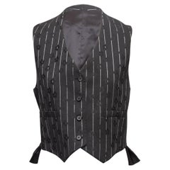 Black & White McQ Alexander McQueen Pinstriped Waistcoat Vest Size IT 42