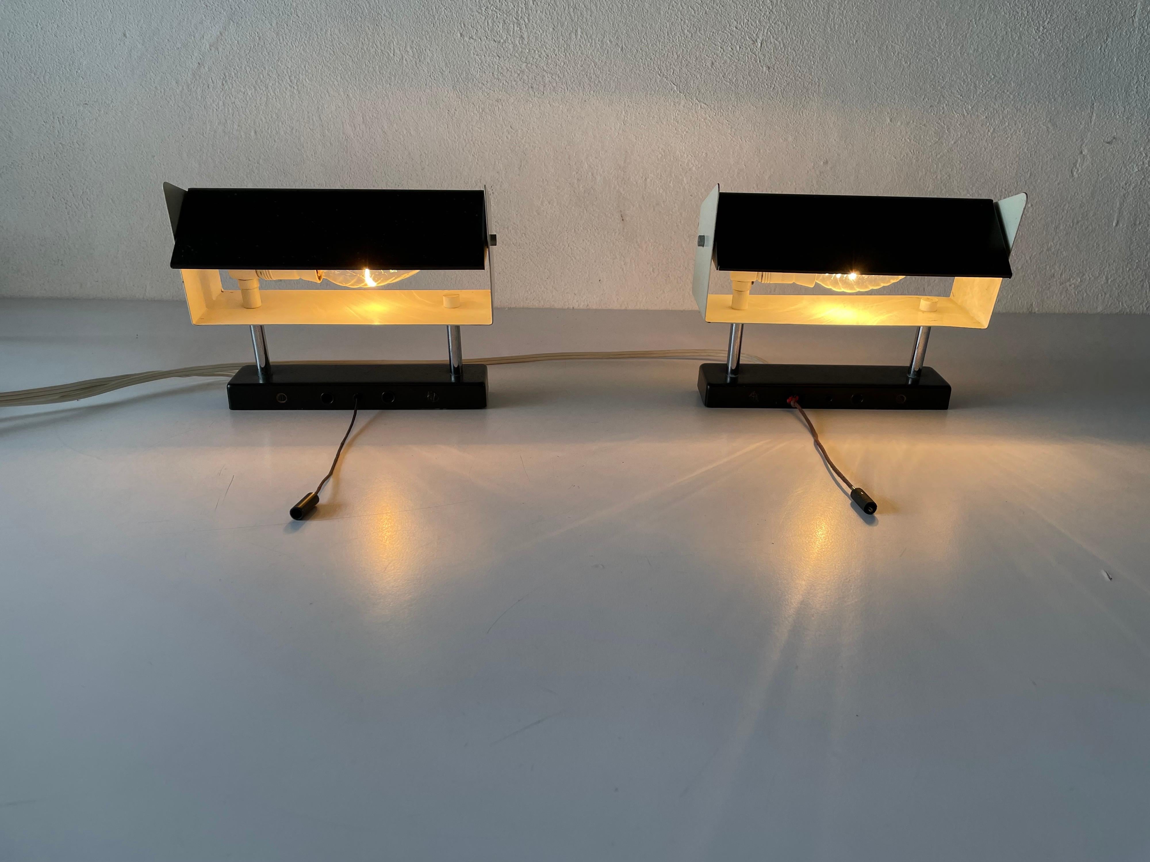 Black-White Metal Adjustable Shade Pair of Sconces by Staff, 1950s, Germany For Sale 6