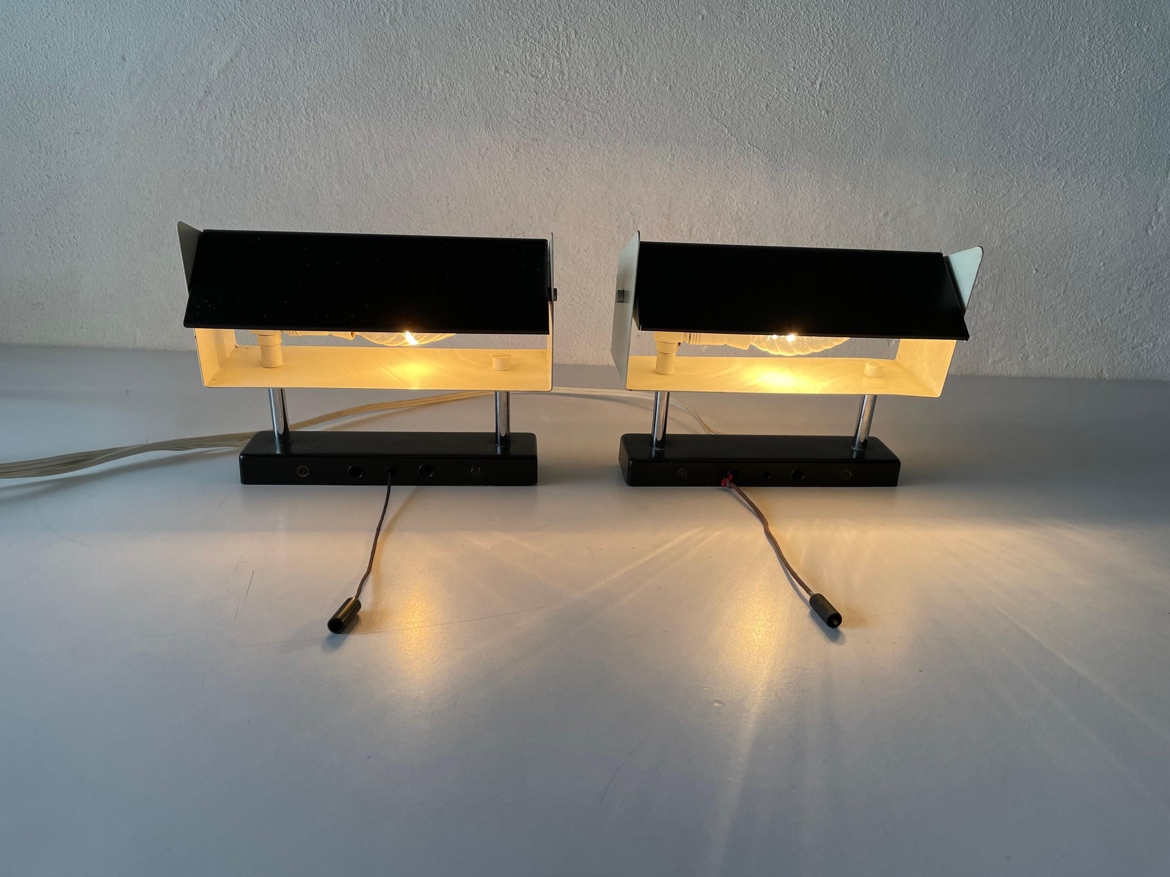 Black-White Metal Adjustable Shade Pair of Sconces by Staff, 1950s, Germany For Sale 10