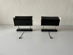 Black-White Metal Adjustable Shade Pair of Sconces by Staff, 1950s, Germany