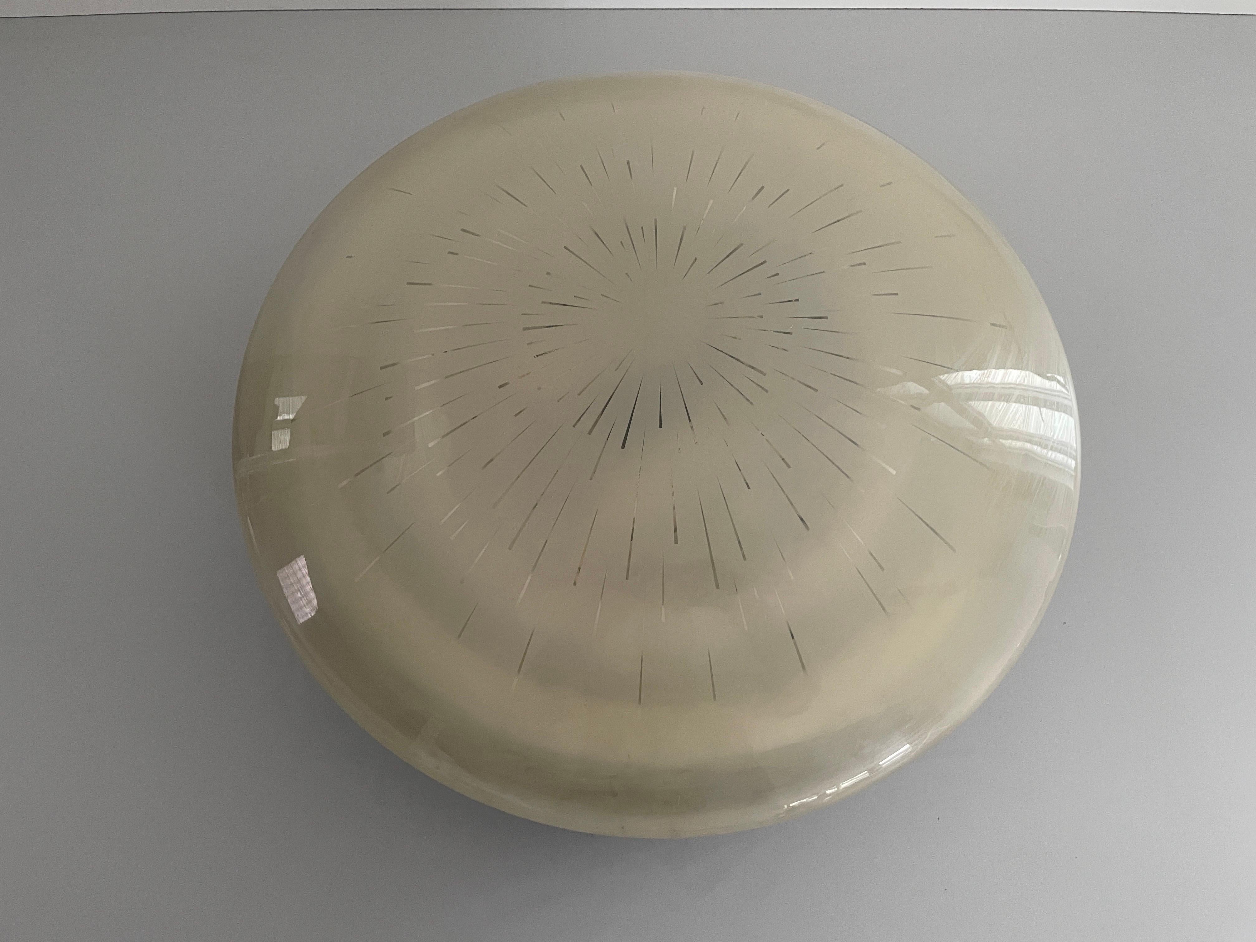 Black-white Metal Body and Plexiglass Mushroom Flush Mount, 1960s, Italy For Sale 7