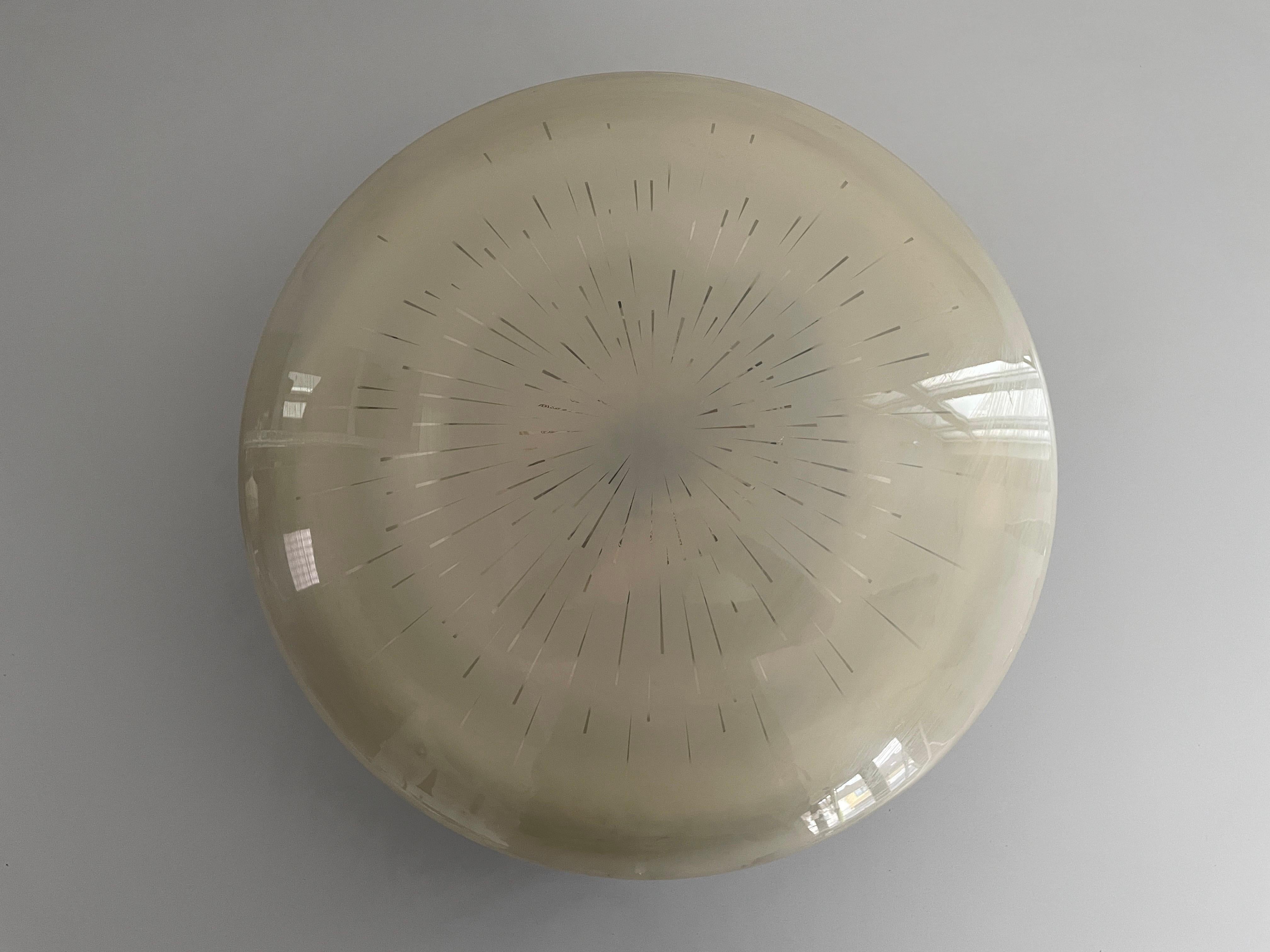 Italian Black-white Metal Body and Plexiglass Mushroom Flush Mount, 1960s, Italy For Sale