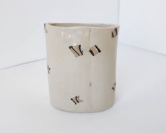 Black + White Minimal Ceramic Oval Vase With Nerikomi Inlay by Fizzy Ceramics