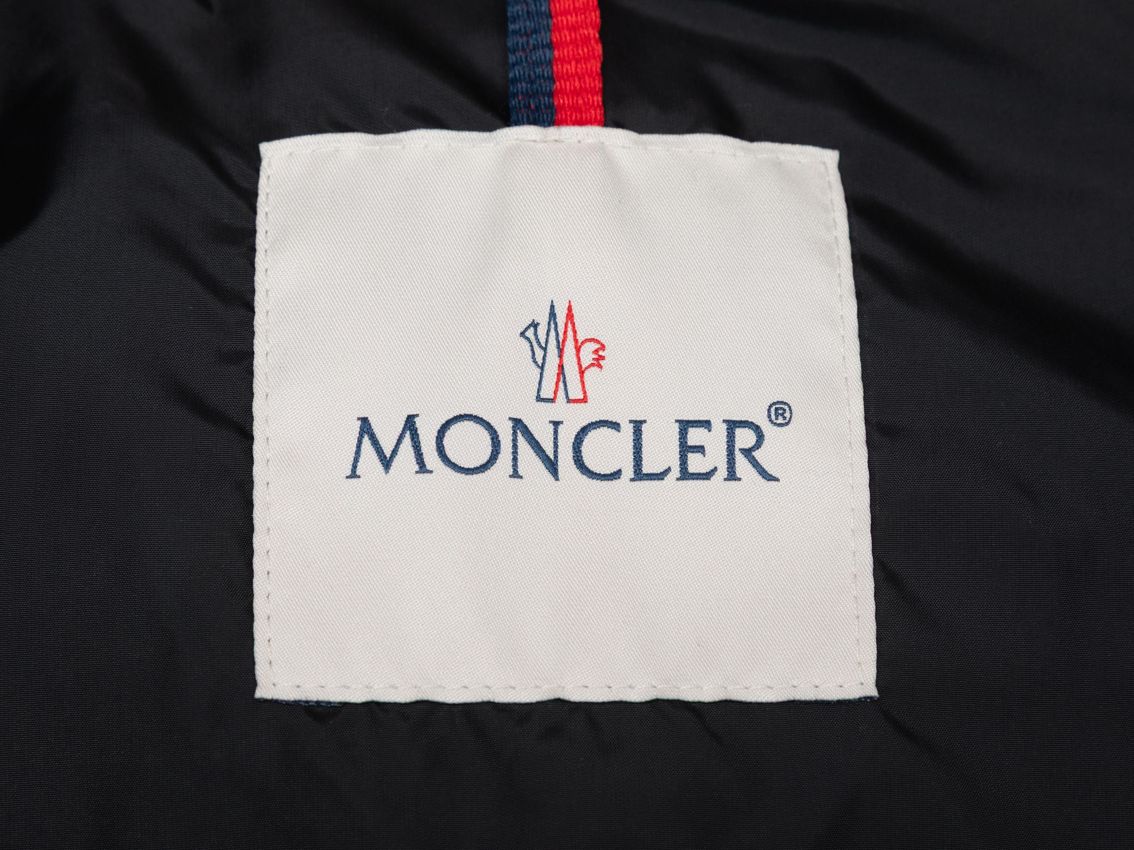 Black & White Moncler Logo Print Hooded Windbreaker Designer Size 3 For Sale 1
