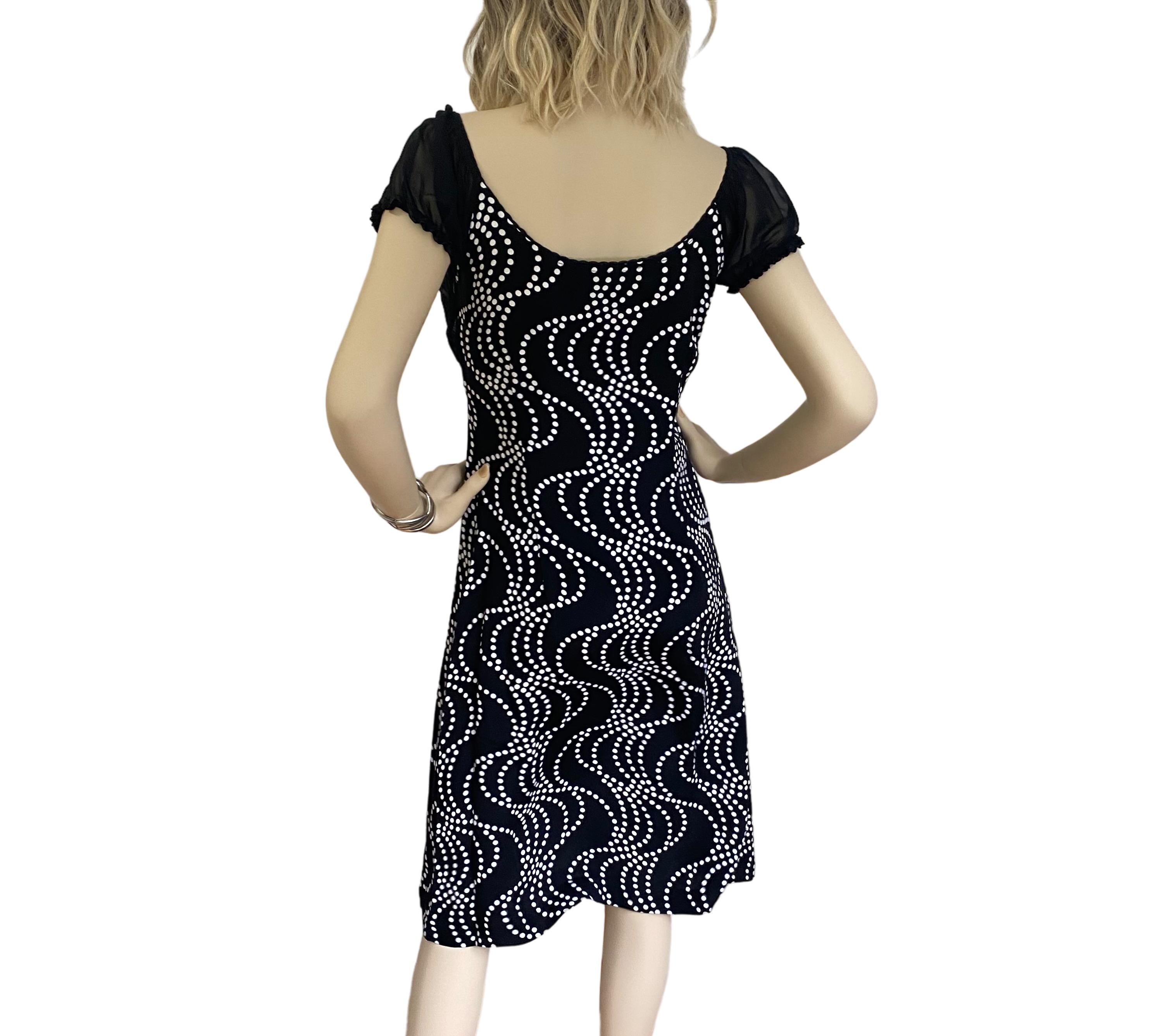 Black White Monochrome mix-media Lined Silk Print Dress - Flora Kung  For Sale 1