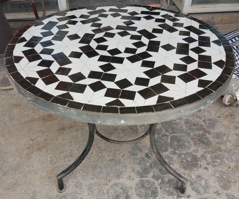 Black and White Moroccan Mosaic Side Table = Mar 1 at 1stDibs