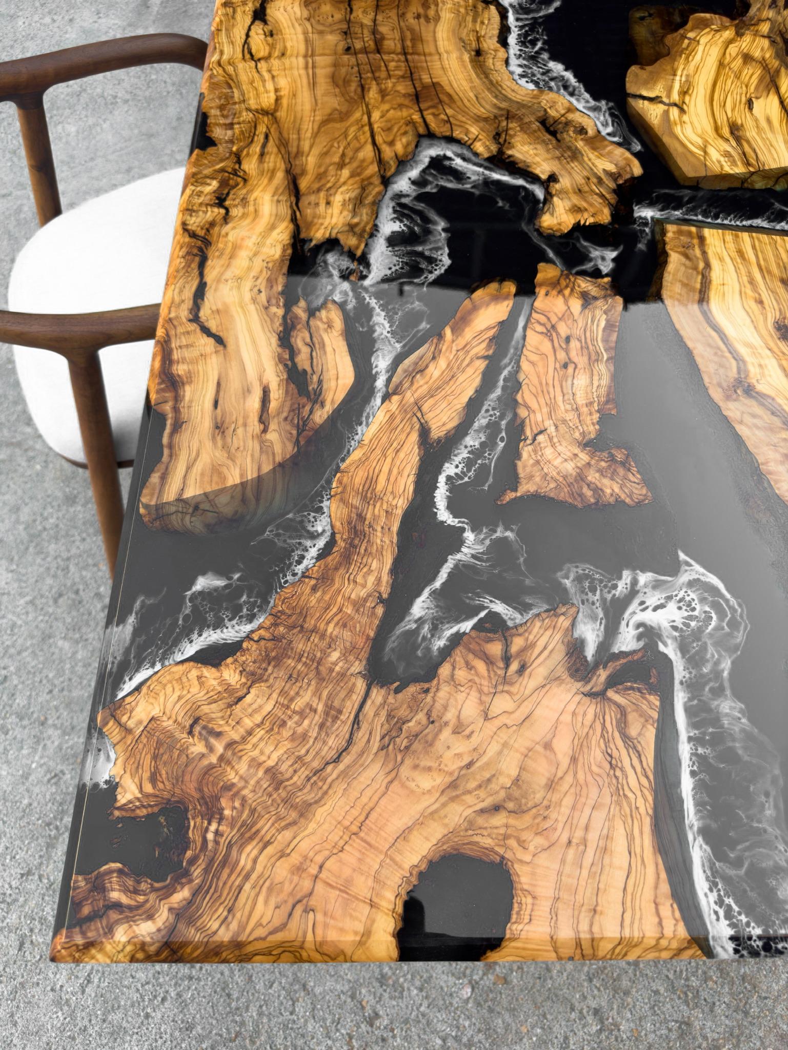 Turco Tavolo in resina epossidica Oliver - Tavolo da pranzo in Wood Wood -  Tavolo River Resin Wood in vendita