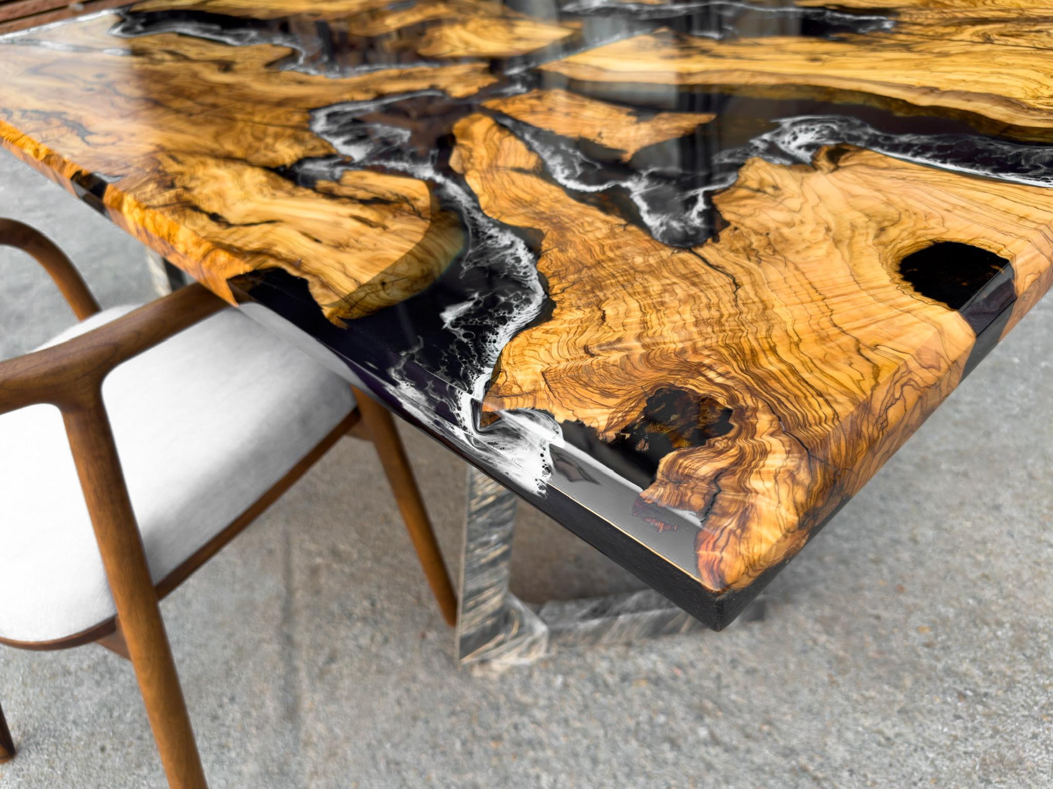 Tavolo in resina epossidica Oliver - Tavolo da pranzo in Wood Wood -  Tavolo River Resin Wood in vendita 1