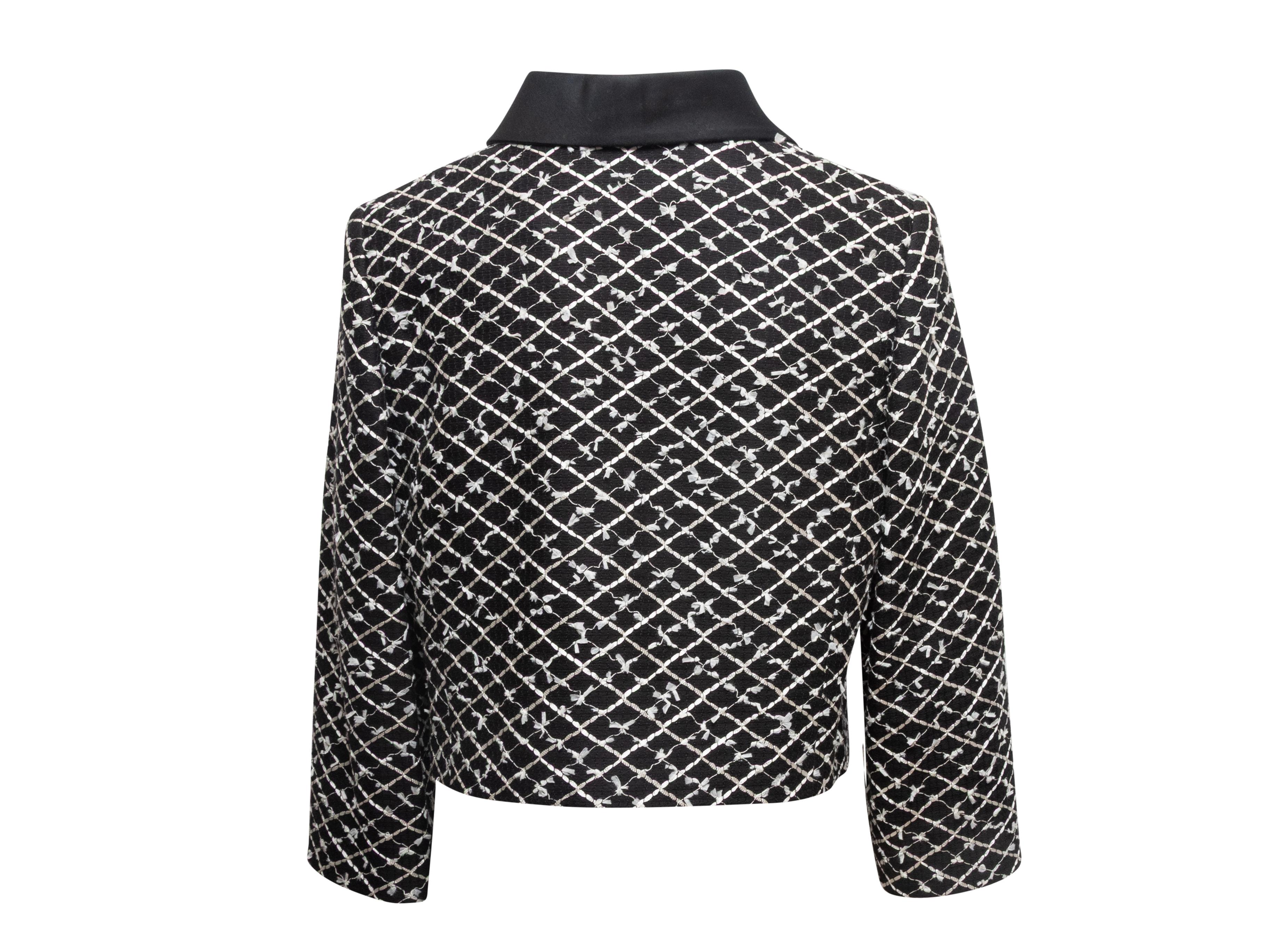 Schwarz-weiße Oscar De La Renta Strukturierte Jacke Größe US 14 Damen im Angebot