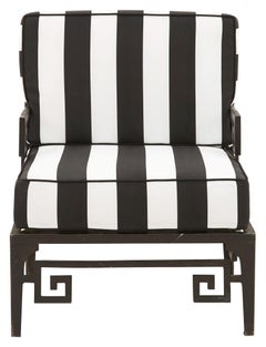 Black and White Outdoor Metal Chair with Greek Key Detail