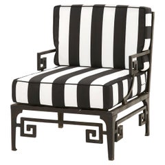 Black and White Outdoor Metal Chair with Greek Key Detail