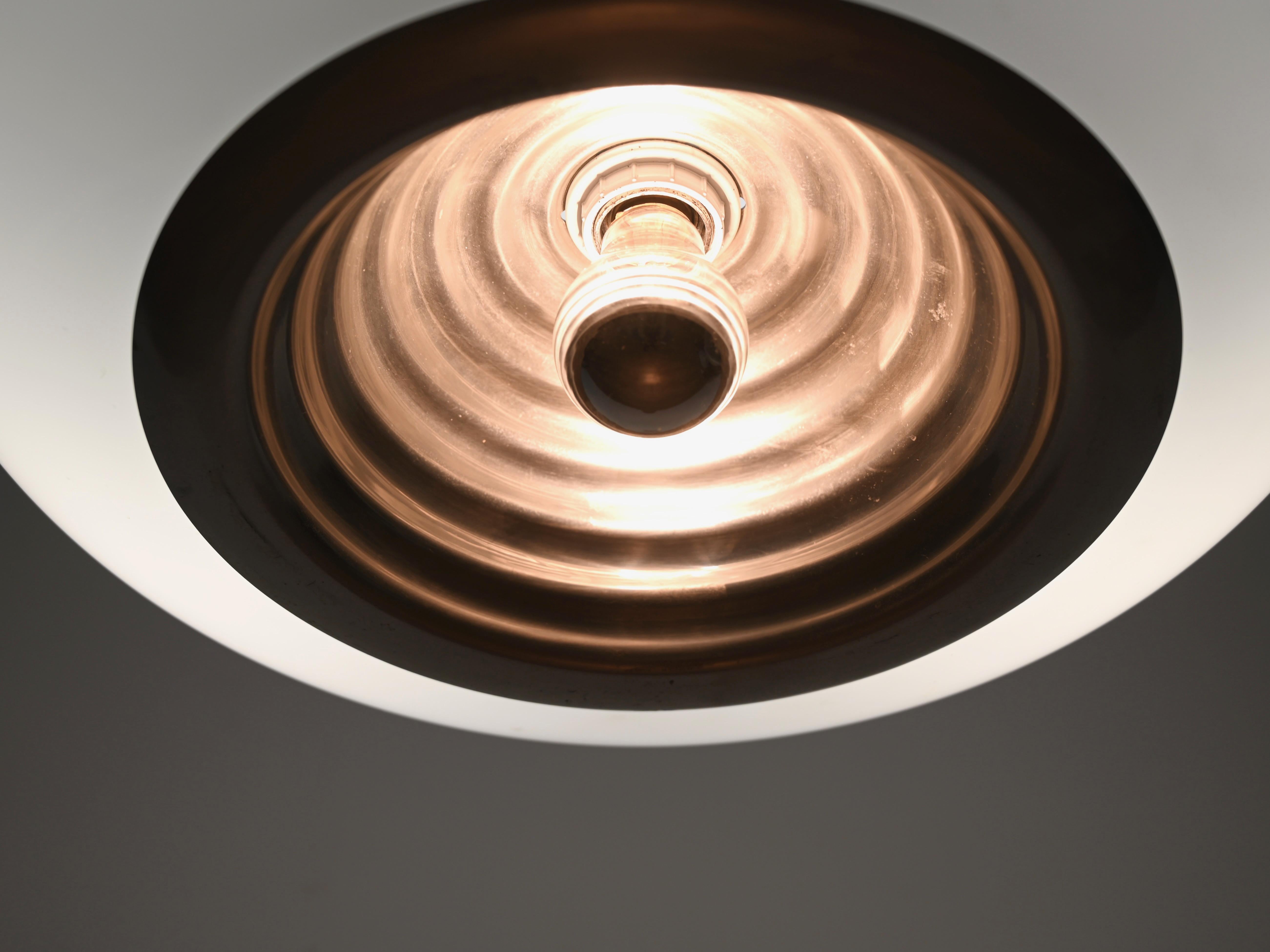 Pendentif noir et blanc en verre et chrome par Castiglioni pour Flos, Italie, années 1970 en vente 7