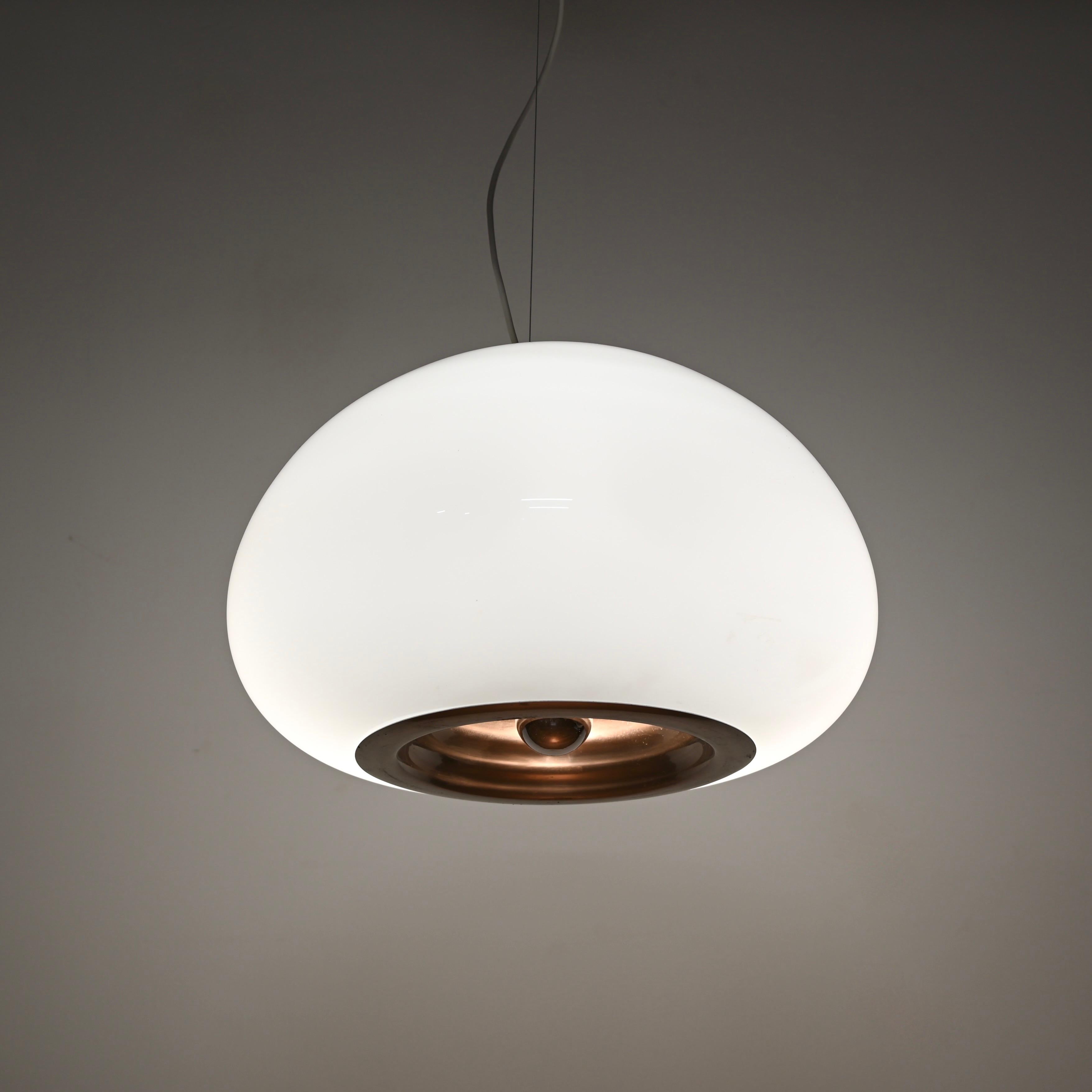 Pendentif noir et blanc en verre et chrome par Castiglioni pour Flos, Italie, années 1970 en vente 9