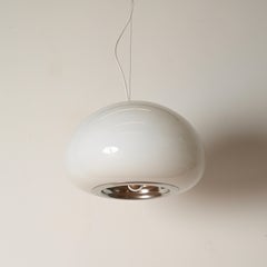 Black & White Pendant in Glass and Chrome by Castiglioni for Flos, Italy, 1970s