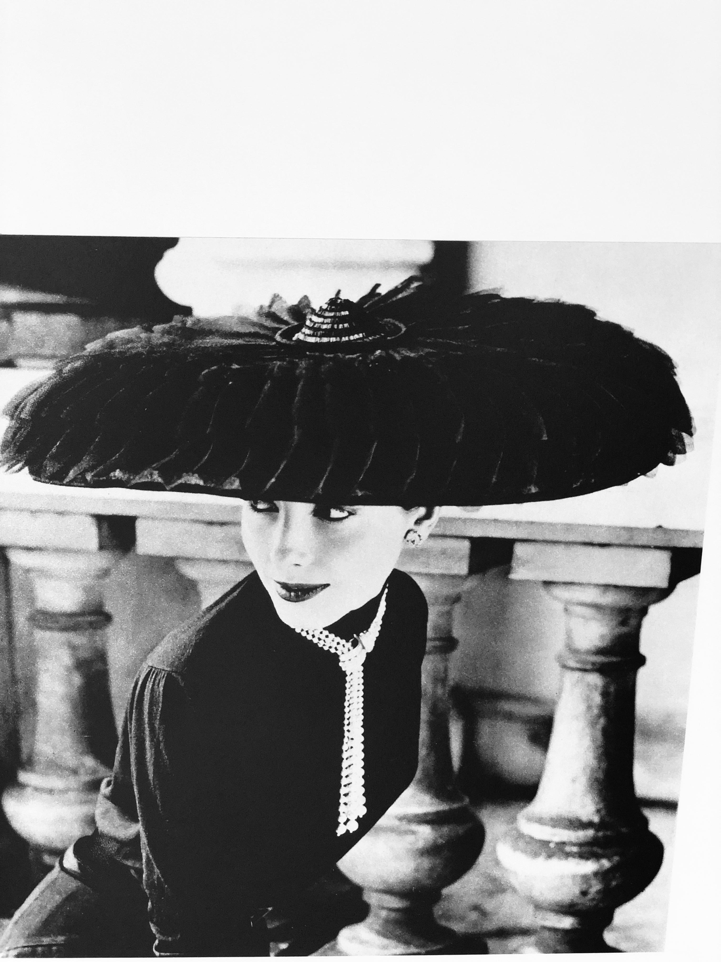 Mid-Century Modern Black & White Photo Norman Parkinson “Legroux Soeurs Hat” 1952 Sheet-Fed Gravure For Sale