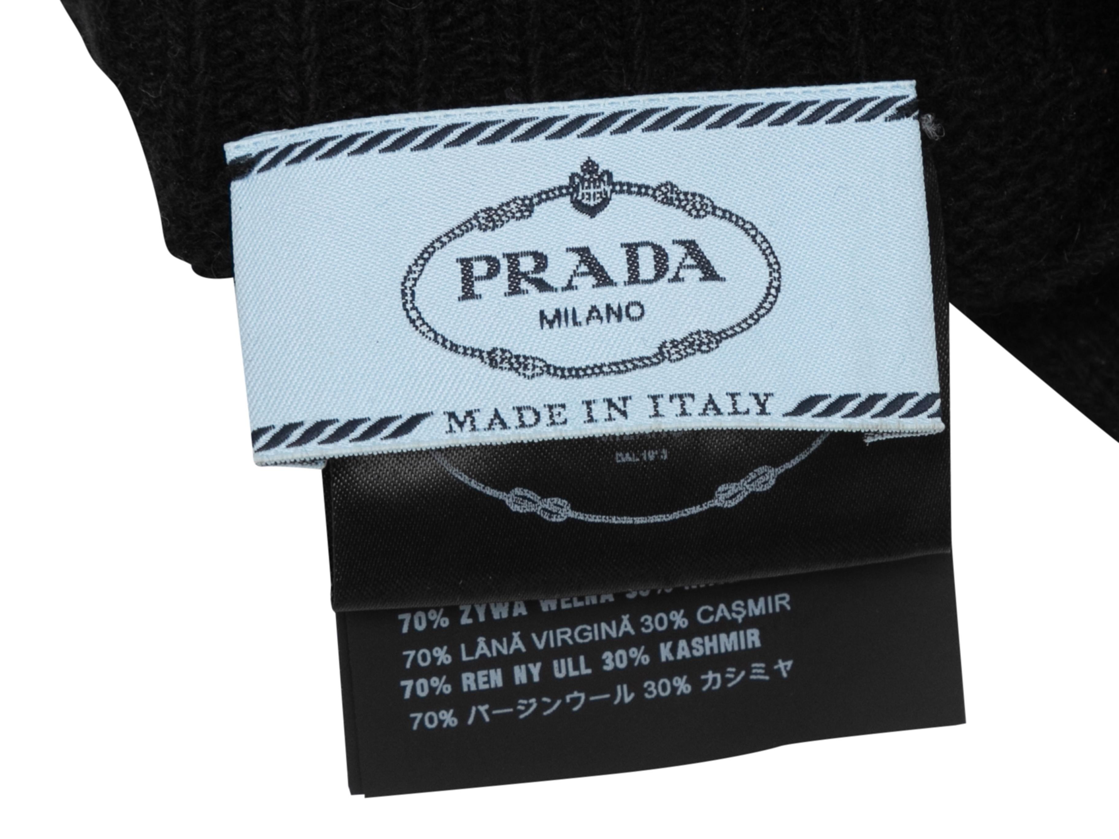 Black and white virgin wool and cashmere fish patterned long gloves by Prada. 4