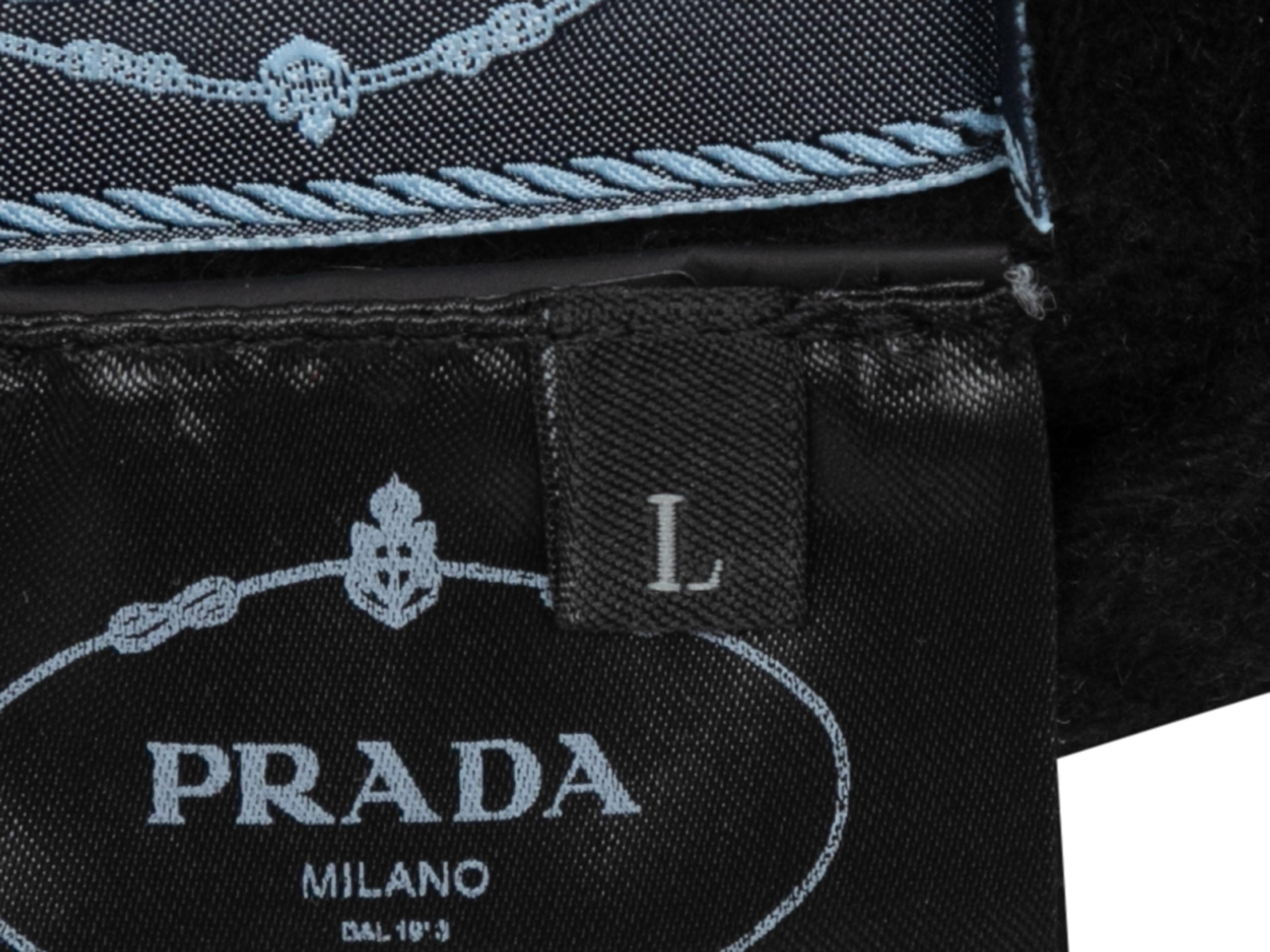 Black & White Prada Virgin Wool & Cashmere Fish Patterned Gloves Size US L In Good Condition For Sale In New York, NY