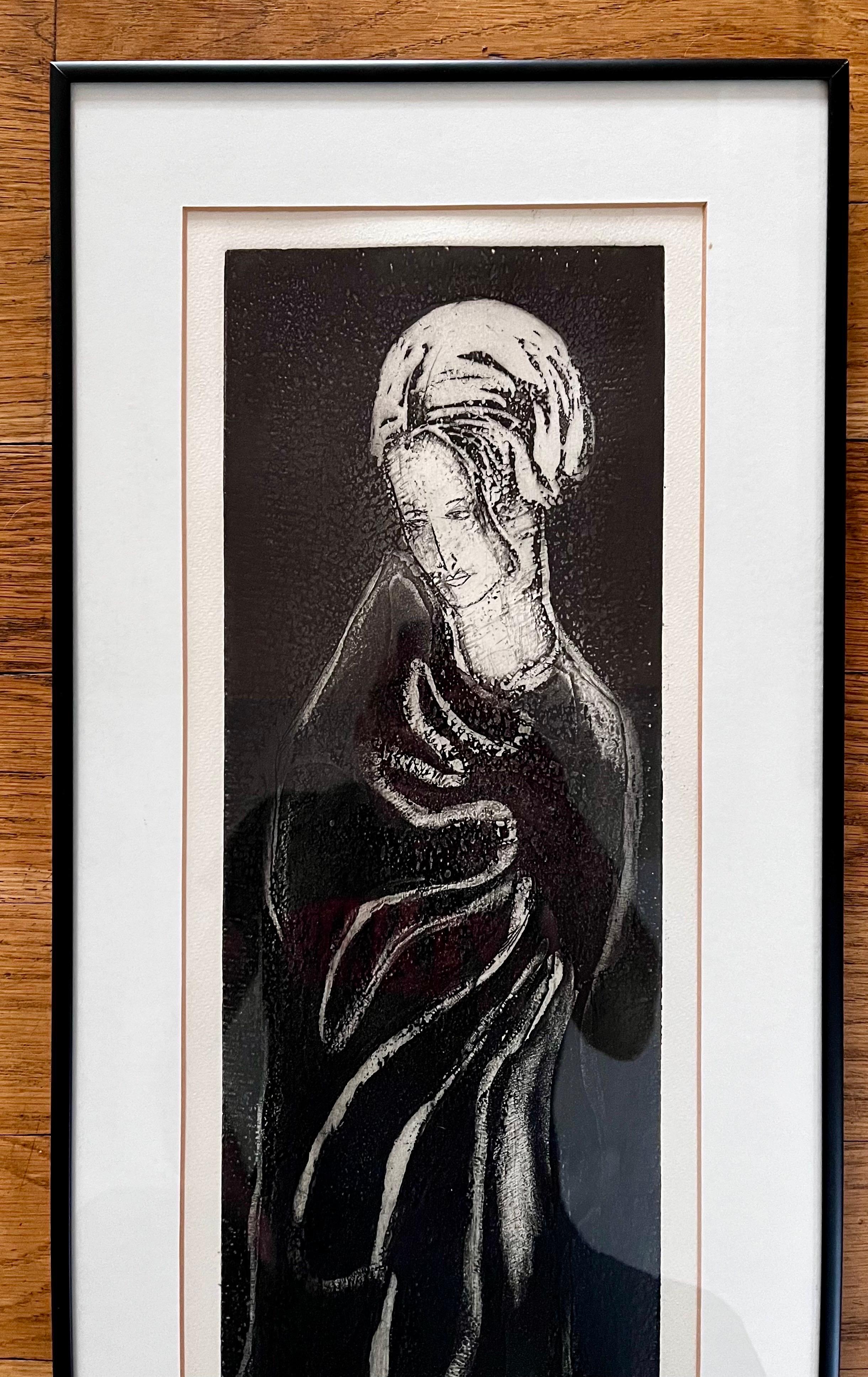 Schwarz-Weiß-Druck einer weiblichen Figur von E. Strectfeld, Bleistift signiert, 10/50 (Moderne der Mitte des Jahrhunderts) im Angebot