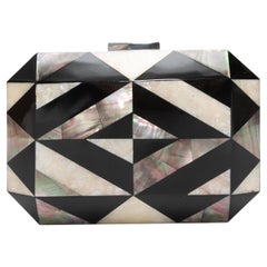 Black & White Rafe Shell Geometric Hard Clutch